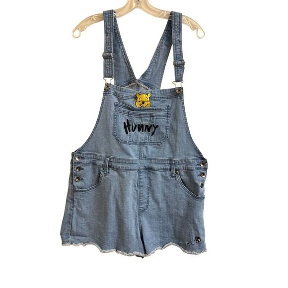 Disney Winnie the Pooh Denim Shortalls Overall Shorts Bees Size XL - Picture 7 of 7